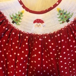 Smocked Christmas Lolly Wolly Doodle girls dress, red w/ white dots, girls 12